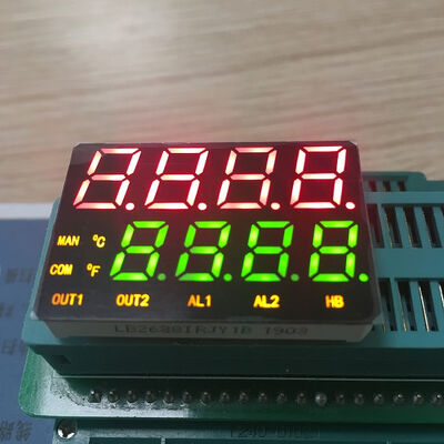 Display LED 7 segment a 4 cifre, 2 linee, rosso/verde/giallo, anodo comune per controllo temperatura