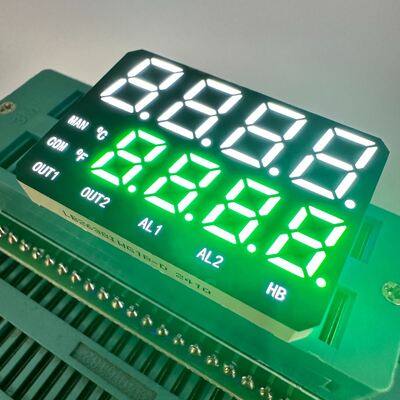 Un buon prezzo. Anodo comune personalizzato 26 * 38MM con display LED a 7 segmenti a doppia linea 4 + 4 cifre bianco / verde puro per indicatore di temperatura in linea